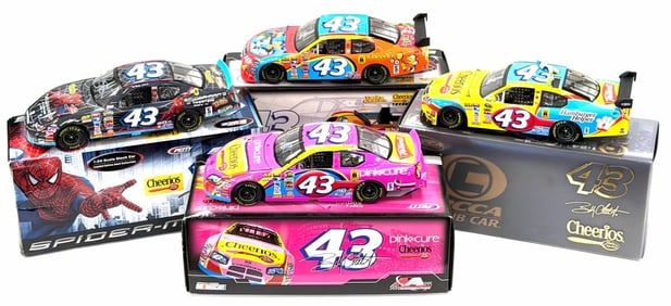 (4) 1:24 Autographed Bobby Labonte #43 Diecast Collectables In Boxes