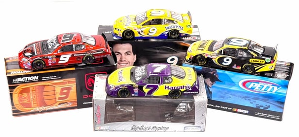 (4) 1:24 Autographed Robby Gordon, Kasey Kahne, Sam Hornish Jr., & Marcos Ambrose Diecast Collectabl