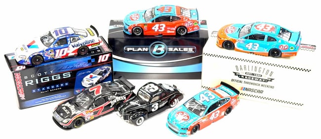 (6) 1:18, 1:24 Autographed Junior Johnson, Erik Jones, Darrell Wallace Jr, Robby Gordon, Scott Riggs