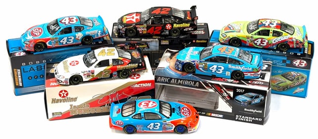 (6) 1:24 Autographed Richard Petty, Aric Almirola, John Andretti, Jaun Pablo Montoya, Jamie McMurray