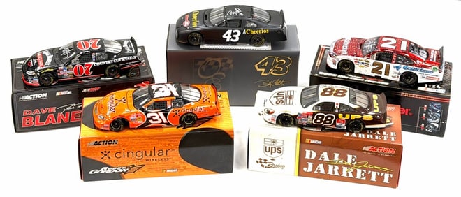 (5) 1:24 Autographed Dave Blaney, Dale Jarrett, Trevor Bayne, David Pearson, Bobby Labonte, Robby Go