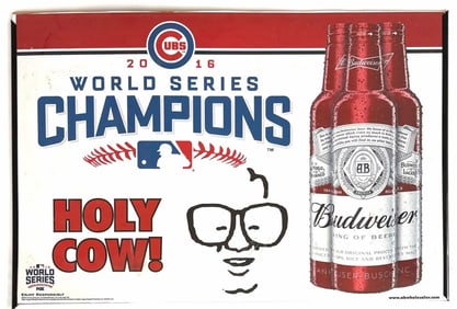 Large Framed Advertising Commemorative Cubs 2016 World Series Champions Featuring Budweiser Poster