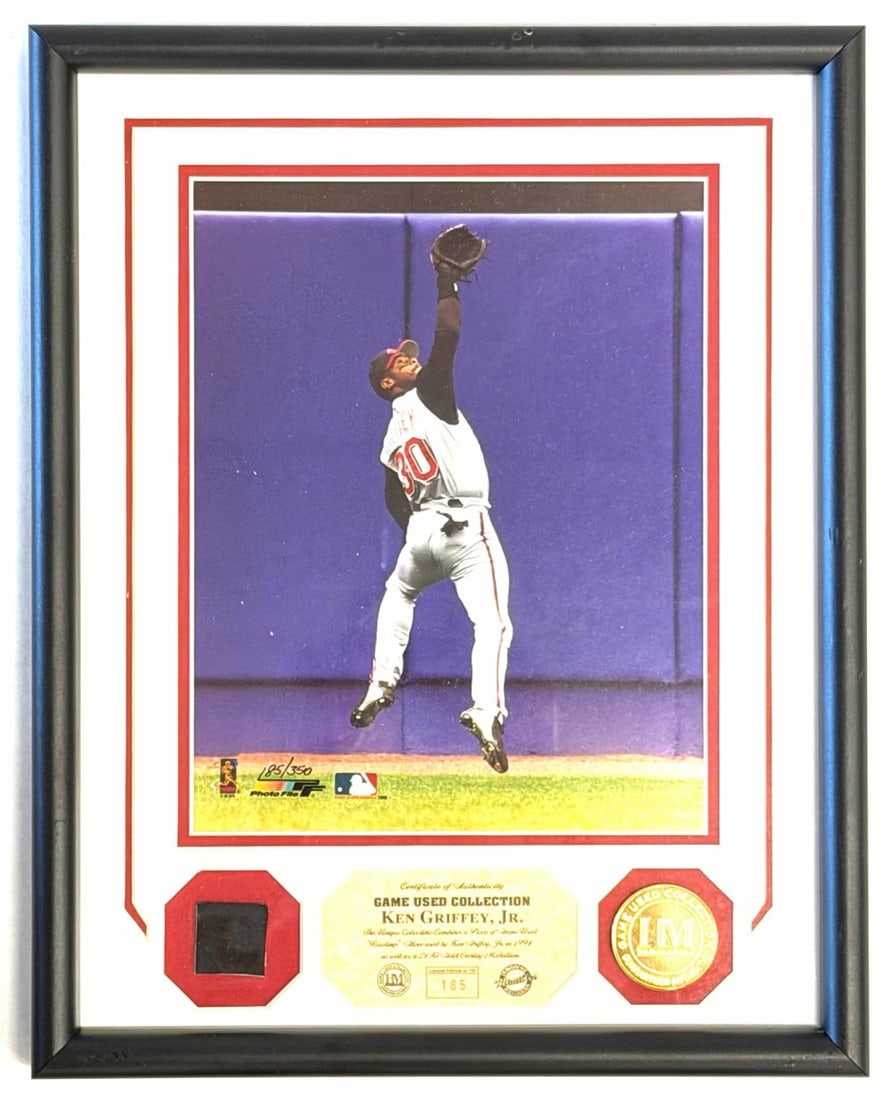 Ken Griffey Jr. Piece Of Game Used Fielding Glove Highland Mint Framed: Ken Griffey Jr. Piece Of Game Used Fielding Glove Highland Mint Framed 185/350. This Limited Edition Piece Is From "The Highland Mint" Who Acquired Ken Griffey Jr's Game Used Glove And Turned It Into 