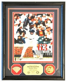 Sammy Sosa Piece Of Game Used Bat Highland Mint Framed