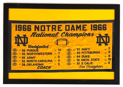 University Of Notre Dame Fighting Irish 1966 Football National Champions Banner