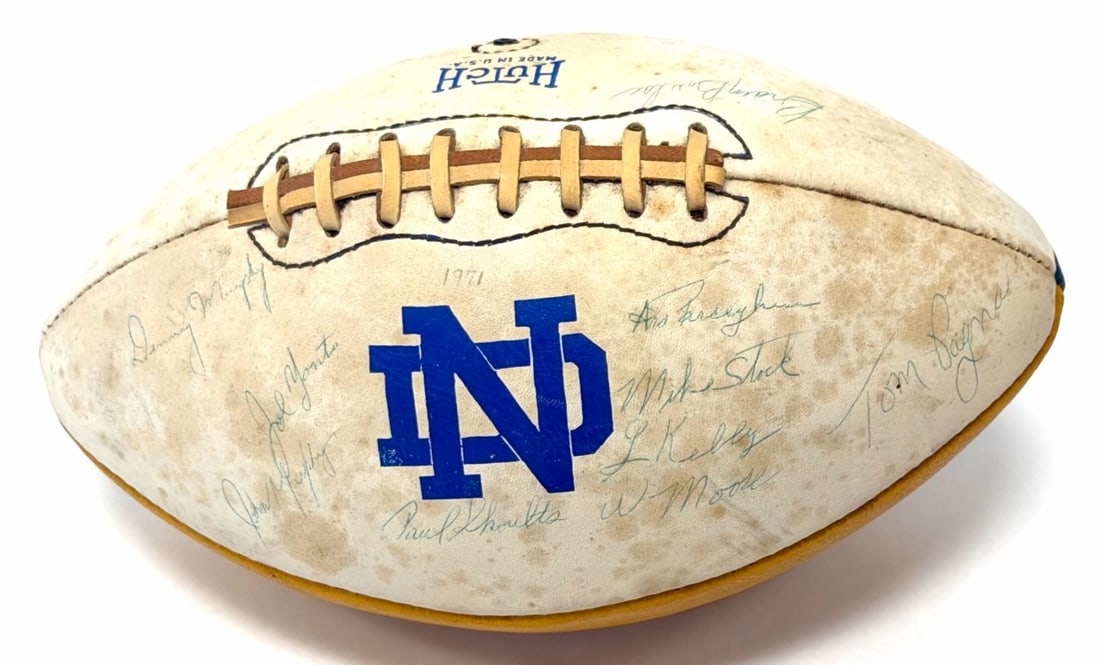 Autographed University Of Notre Dame Fighting Irish 1971 Football (1 of 6)