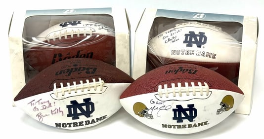 (4) Autographed University Of Notre Dame Footballs
