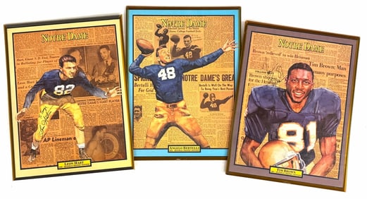 (3) 1943, 1949, & 1987 Autographed Notre Dame Heisman Trophy Winners Angelo Bertelli, Leon Hart, & T