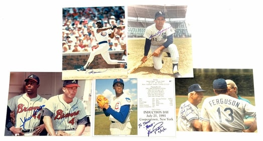 (5) Autographed Ferguson Jenkins, Luis Aparicio, Tom Lasorda, & More