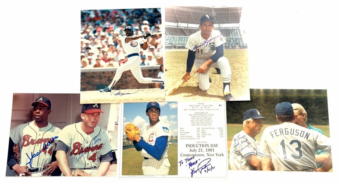 (5) Autographed Ferguson Jenkins, Luis Aparicio, Tom Lasorda, & More (1 of 6)