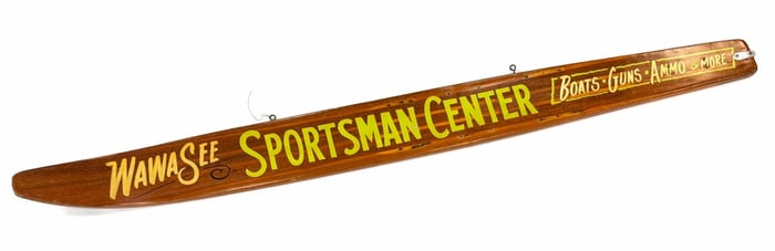 Lake Wawasee Sportsman Center Wooden  Advertising Ski