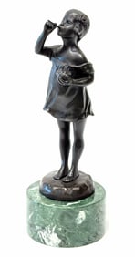Caizaro Girl Blowing Bubbles Bronze Statue