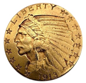 1913 Indian Head Five Dollar Gold Coin