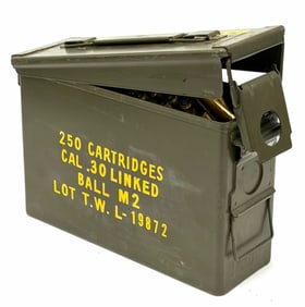 250 Rounds 30-06 USGI Military Surplus Rifle Ammo in Ammunition Can