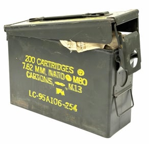 280 Rounds 8mm Military Surplus Rifle Ammo in Cloth Bandoliers in Can
