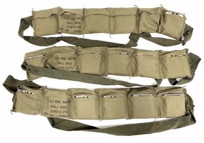 128 Rounds 7.62 mm Nato Ball M80 in Cloth Bandoliers