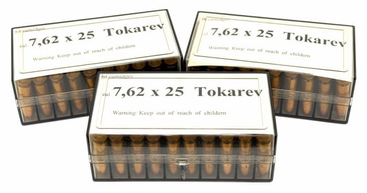 150 Rounds 7.62 x 25 Tokarev Military Surplus Handgun Ammo in Boxes