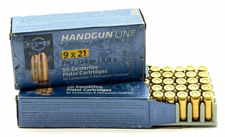 100 Rounds PPU 9x21 Pistol Ammo NIB