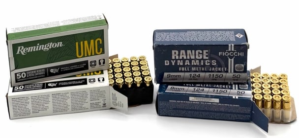 200 Rounds Remington UMC & Fiocchi 9mm Pistol Ammo NIB