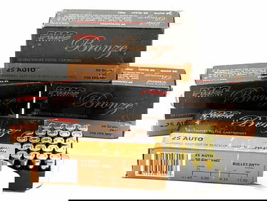 100 Rounds PMC Bronze 25 Auto Pistol Ammo NIB