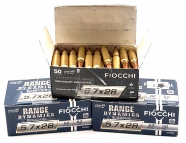 150 Rounds Fiocchi 5.7 X 28 Pistol Ammo NIB