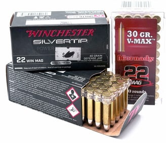 150 Rounds Winchester Silvertip 22 Win Mag & Hornady 22 Mag Pistol Ammo NIB