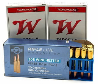 60 Rounds PPU & Winchester 308 WIN Rifle Ammo NIB
