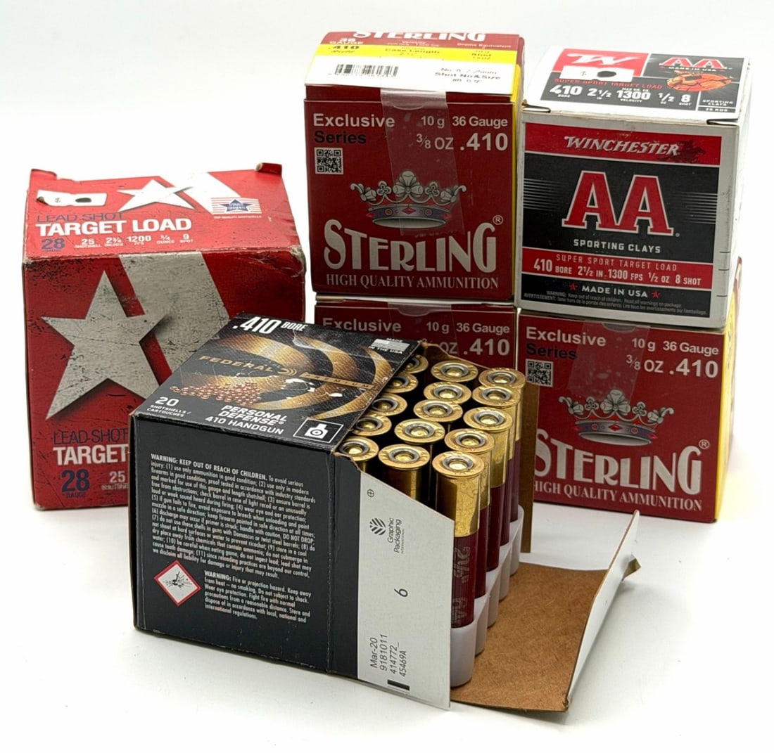120 Rounds Federal, Sterling, & Winchester 410 Buckshot w/ Stars & Stripes 28 Gauge Shotgun Shells N (1 of 4)