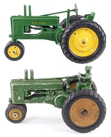 1/16 Ertl John Deere Model A w/ Man & Hi-Post B Tractors