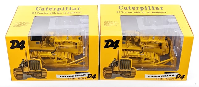 (2) 1/16 SpecCast Caterpillar D4 Diesel Crawler w/ No. 4S Bulldozer