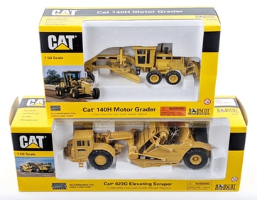 1/50 Norscot CAT 140H Motor Grader & CAT 623G Elevating Scraper