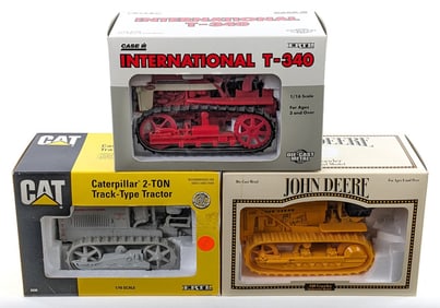 1/16 Ertl John Deere 430, CAT 2-ton, & International T-340 Crawlers