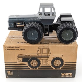1/16 Scale Models White 4-210 4wd Tractor w/ Silver Stripe