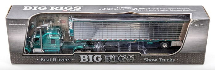 1/64 DCP Kenworth W900L Semi Truck w/ Refrigerated Trailer