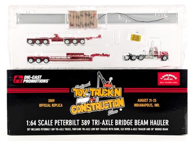 1/64 DCP Lefebvre Peterbilt 389 Tri-Axle w/ Fontaine Lowboy Bridge Beam Hauler