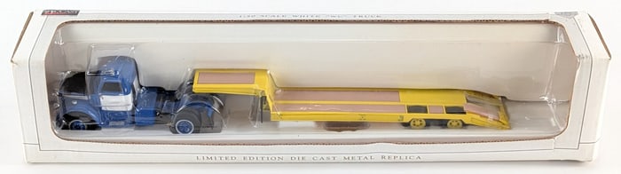 1/50 SpecCast White WC Semi Truck w/ John Deere Lowboy Trailer