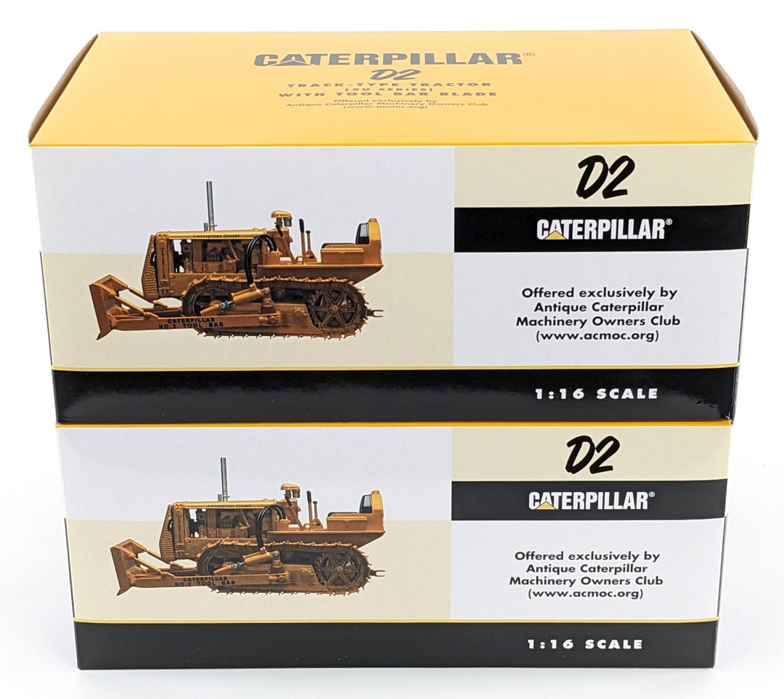 (2) 1/16 SpecCast Caterpillar D2 Track-Type Tractor with Tool Bar Blade (1 of 12)