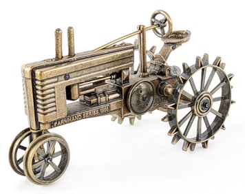 1/16 Scale Models John Deere Model "B" Brass Tractor on Steel Wheels