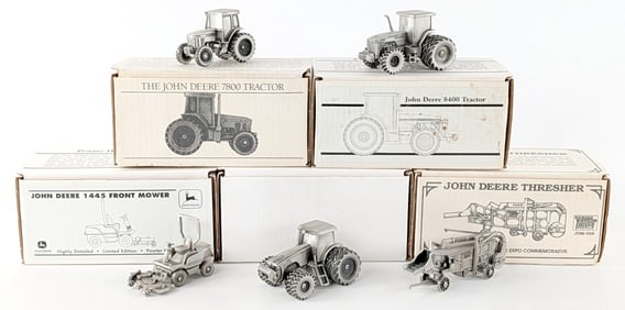 SpecCast Pewter John Deere Thresher, 7800 Tractor, 8400, 8520, and 1445 Front Mower