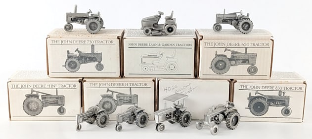 (7) 1/43 Scale SpecCast John Deere Pewter Tractors