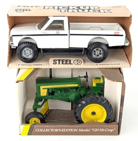 1/16 Ertl JI Case Pickup Truck and John Deere Model 720 Hi-Crop Tractor
