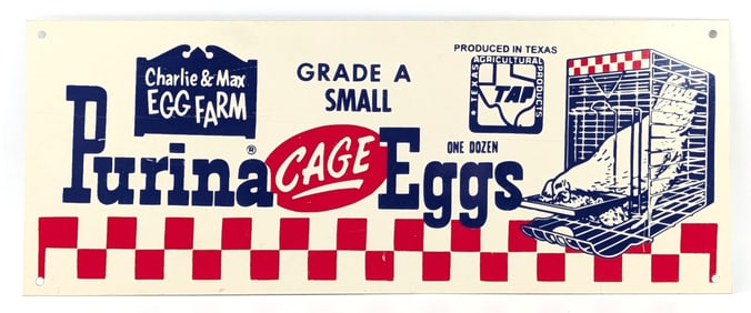 SST Purina Cage Eggs Charlie & Max Egg Farm Advertising Sign