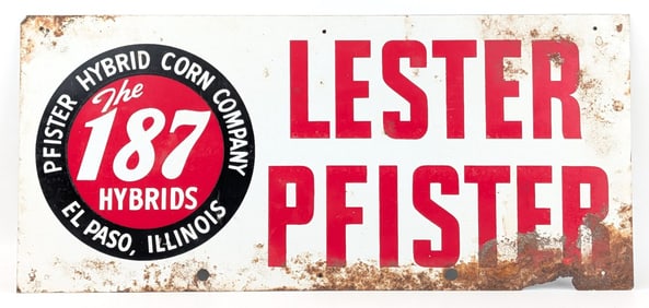 SST Lester Pfister Hybrids Advertising Sign