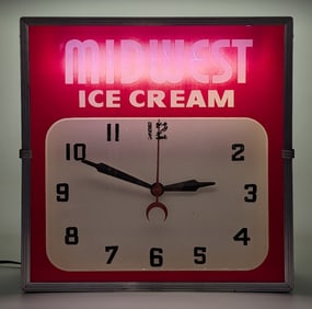 Midwest Ice Cream Advertising Clock by Lackner