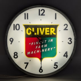 Contemporary Oliver Farm Machinery Lighted Advertising Clock