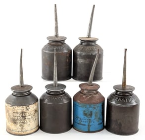 (6) Vintage International Harvester Oil Cans