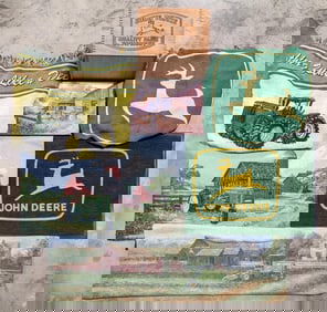 John Deere Rug, Tapestry, Wall Plaque, and Wood Box