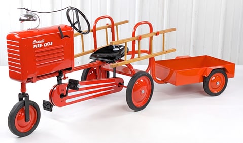 Restored Castelli Fire-Cycle Tractor w/ Ladders & Trailer
