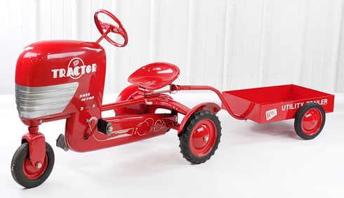 Restored BMC Narrow Front Pedal Tractor w/ Utility Trailer