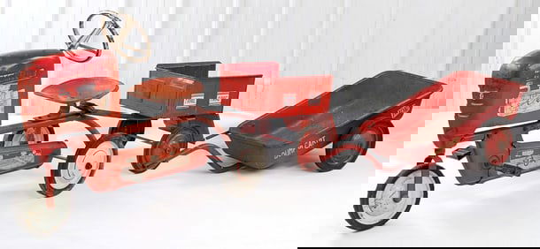 Western Flyer Pedal Tractor w/ Murray Trailer & BMC Dump Cart